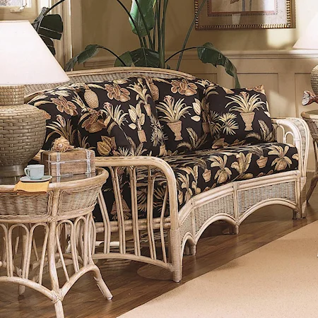 Tropical Wicker Conversation Sofa with English Arms